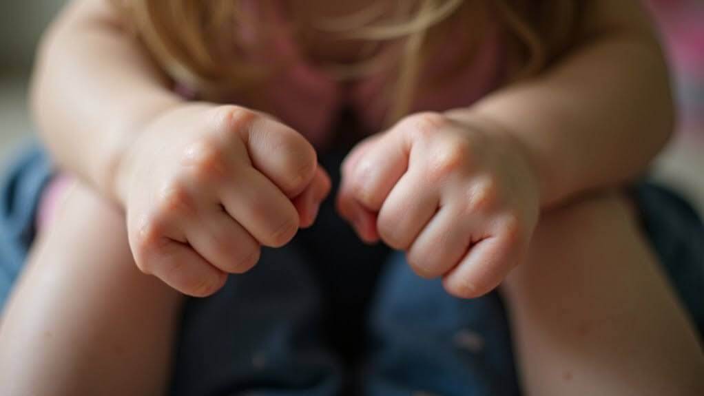 Child with big emotions clenching his fists