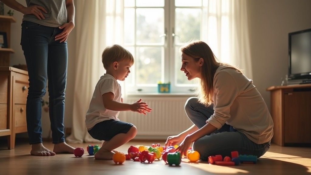 Parent teaching positive discipline for children at home