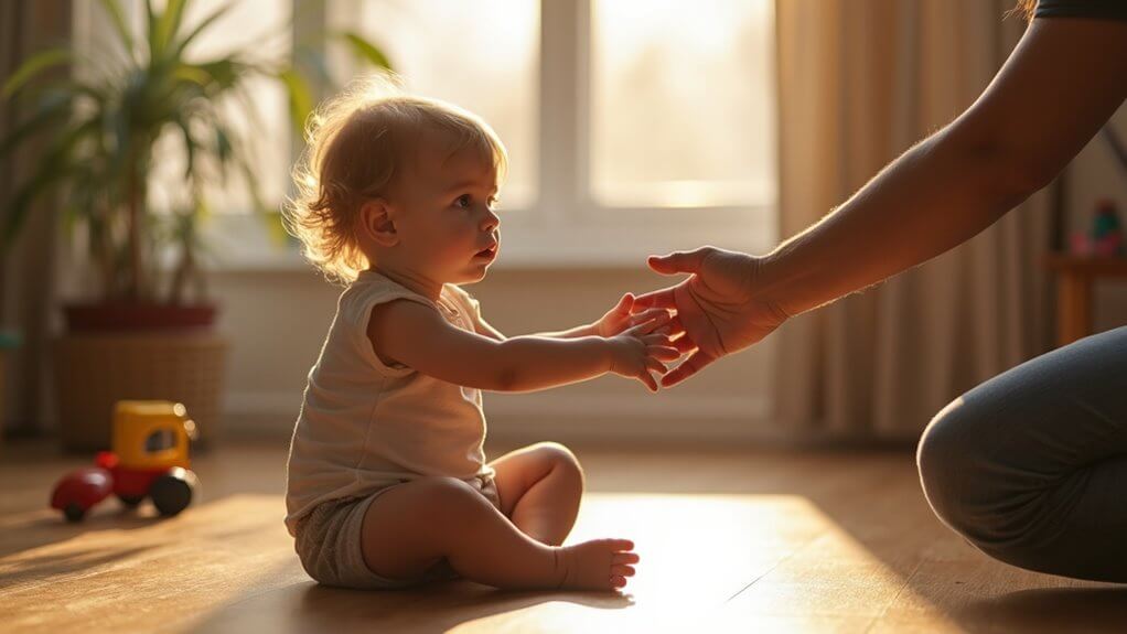 Parent offering hand to understand child behavior