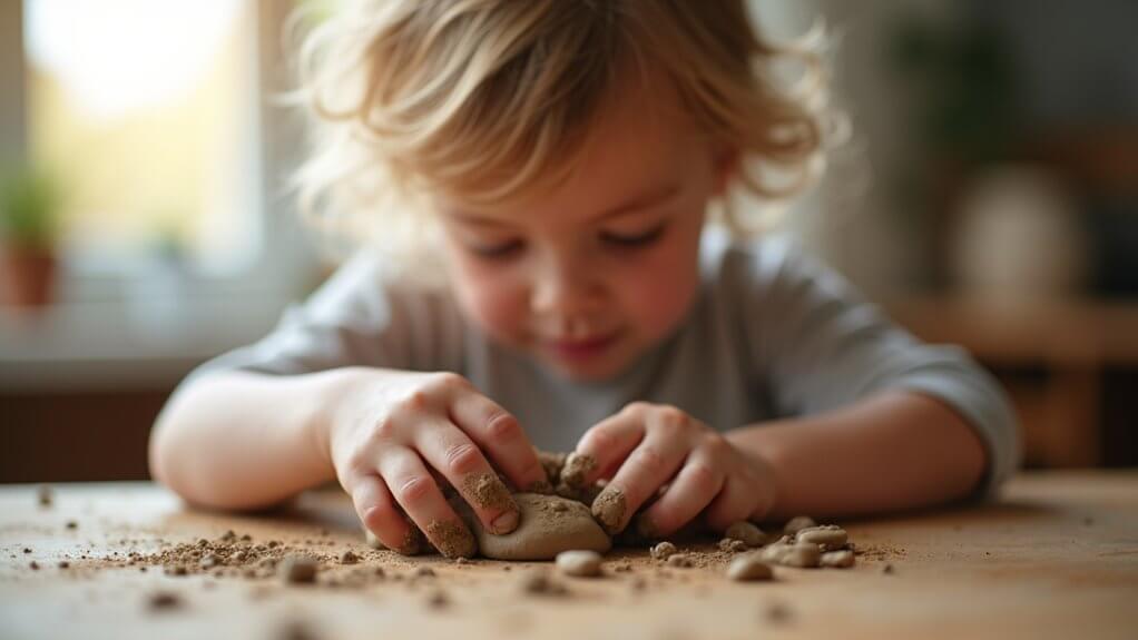 Toddler molding clay in play therapy for children
