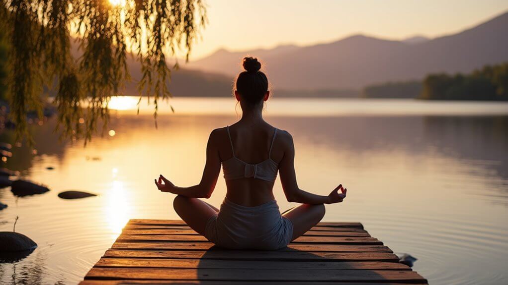 Person meditating by lake to build emotional awareness