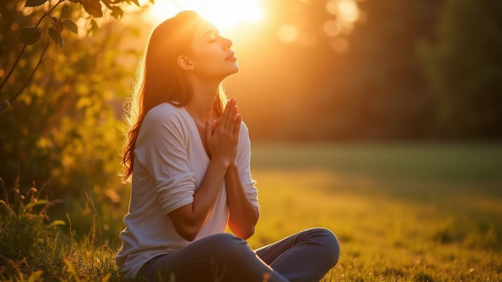 Woman meditating in sunlight showing emotional awareness