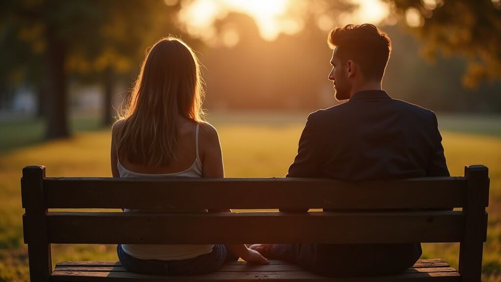 Couple quietly reconnecting after emotional disconnection in a relationship