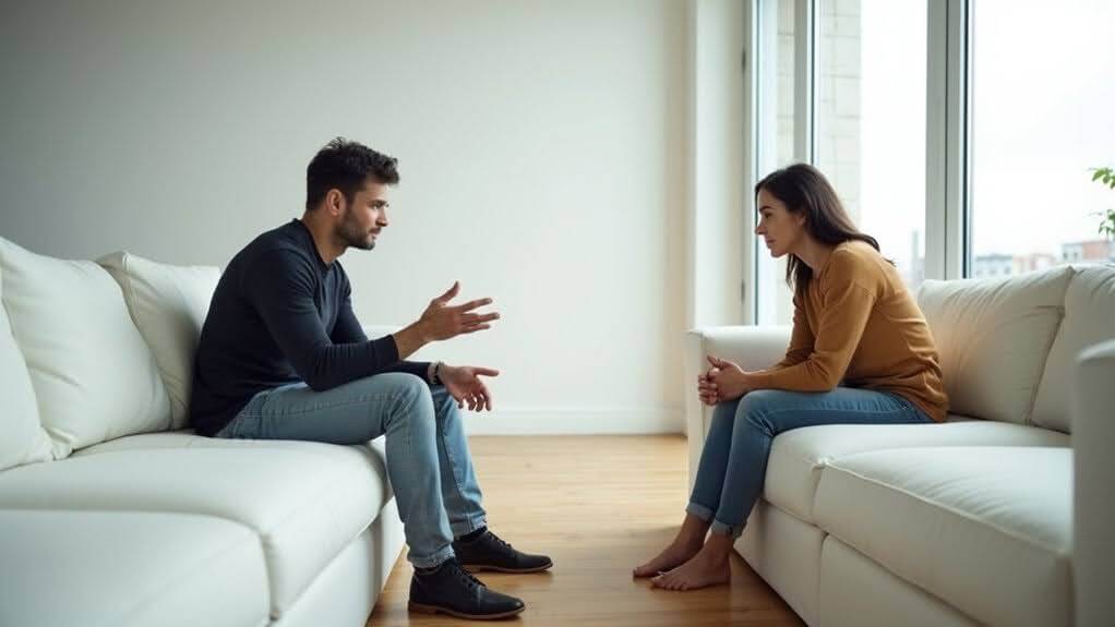 Couple who pursue withdraw pattern having a serious talk