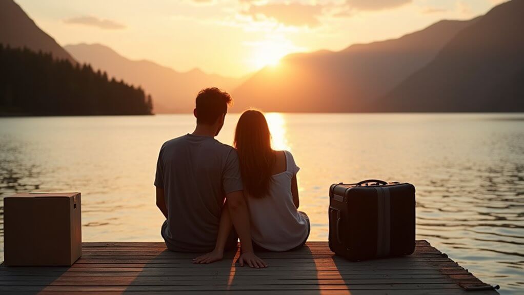 Couple watching sunset reflecting on life transitions therapy