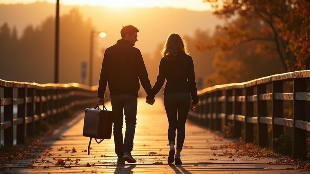 Couple walking forward through life transitions therapy