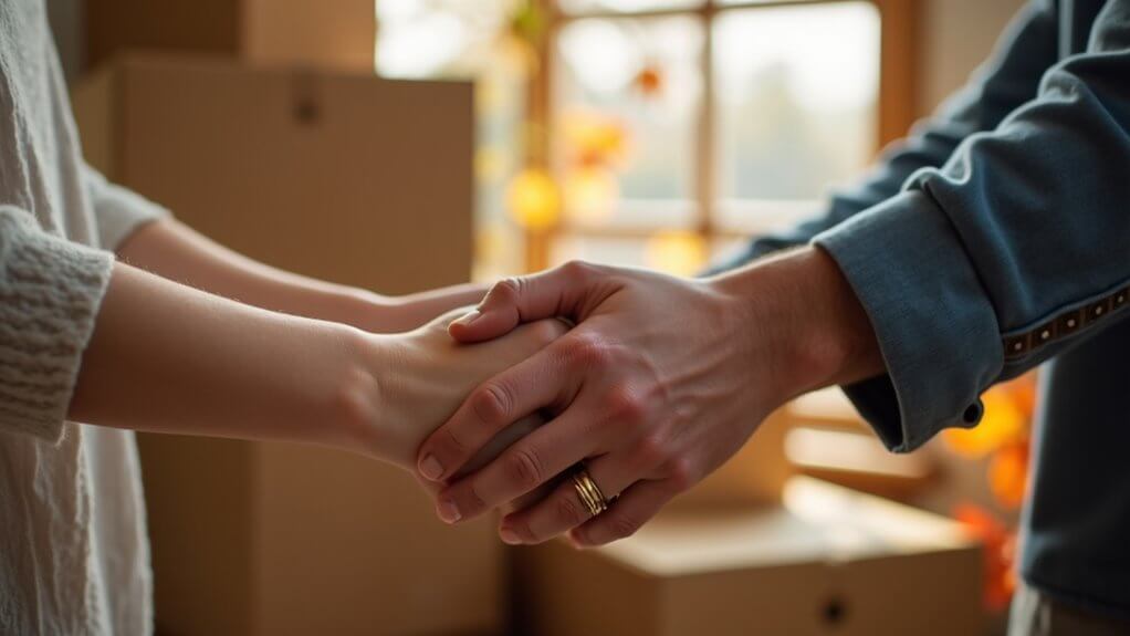 Holding hands in support with life transitions therapy