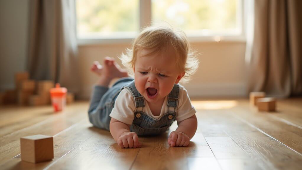 Understanding children behavior like crying on floor